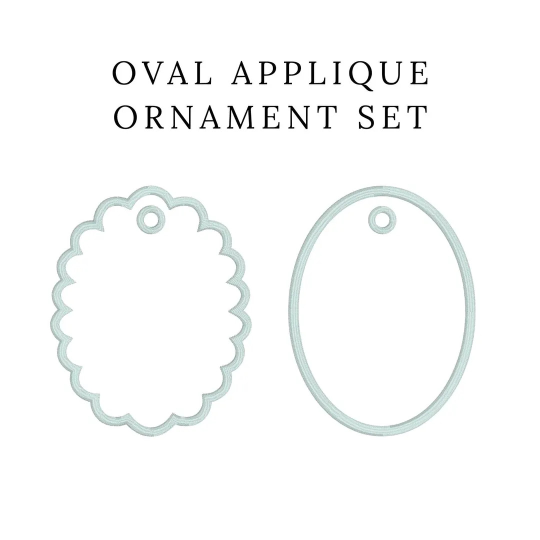 Oval In-the-Hoop Appliqué Ornament Set, Scalloped Edge and Smooth Edge Embroidery Designs for Ho... | Etsy (US)