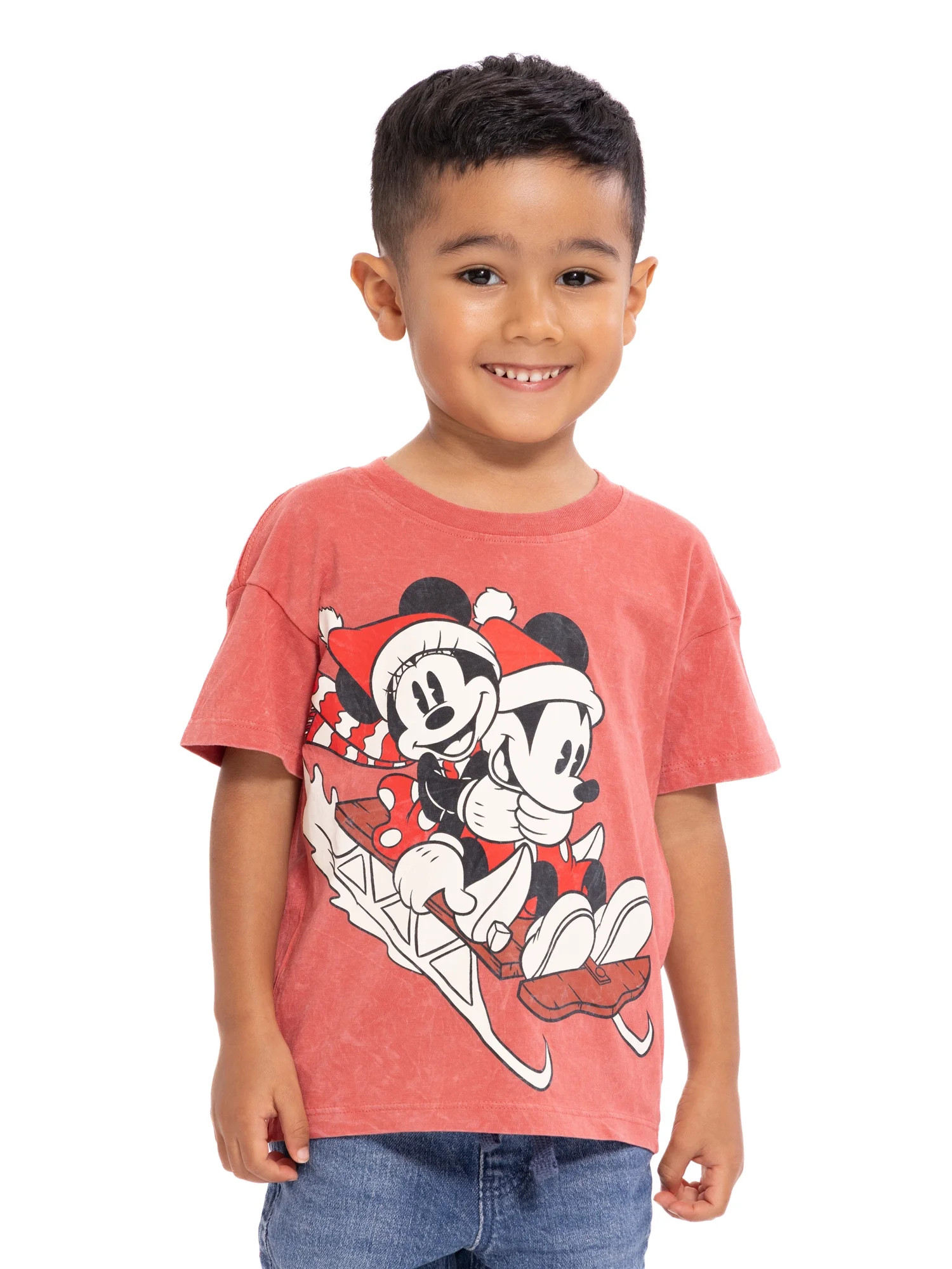 Mickey and Minnie Unisex Toddler Holiday Graphic Tee with Short Sleeves, Sizes 12M-5T | Walmart (US)