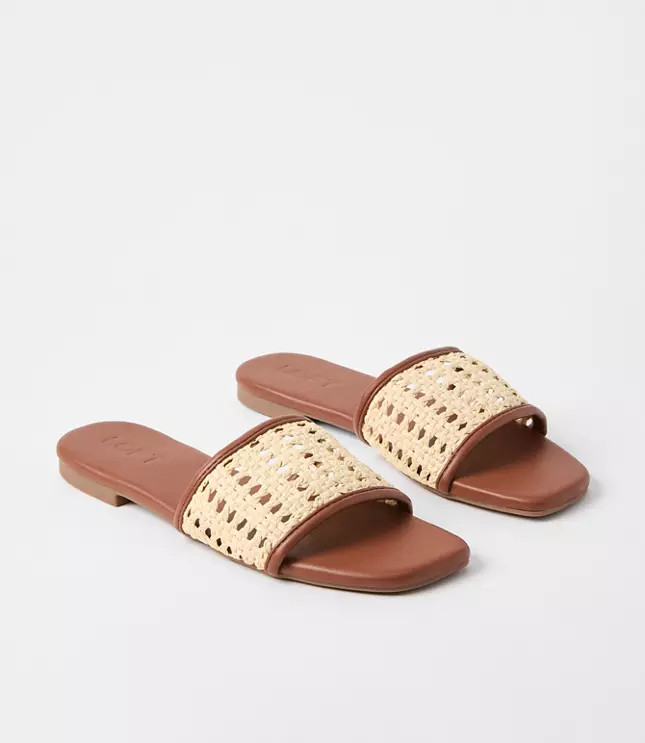 Raffia Slide Sandals | LOFT
