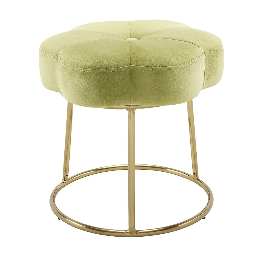 Linon Light Green and Gold Vanity and Accent Talulah Stool | Amazon (US)
