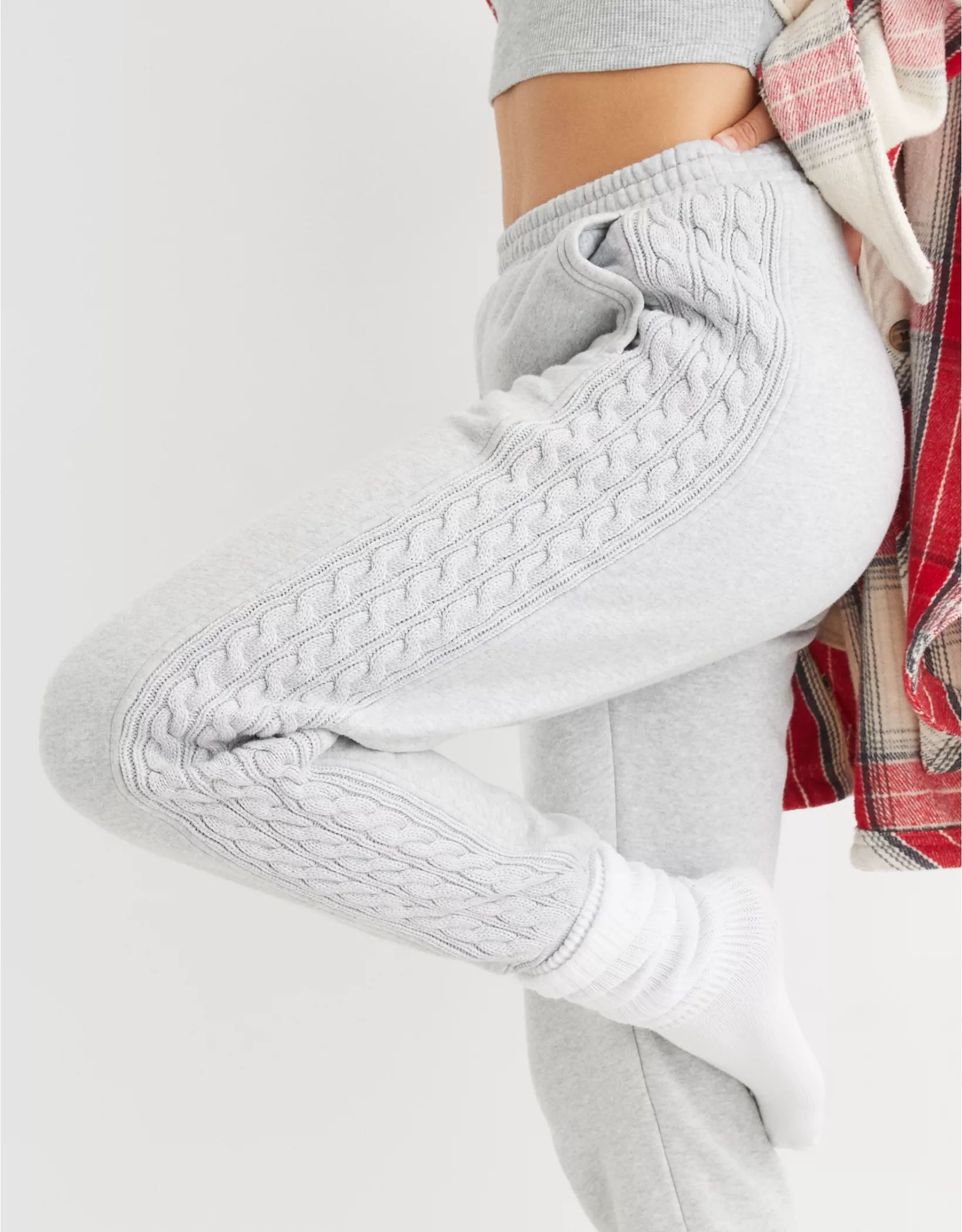 Aerie Everyday Cozy Cable Deets High Waisted Jogger | American Eagle Outfitters (US & CA)