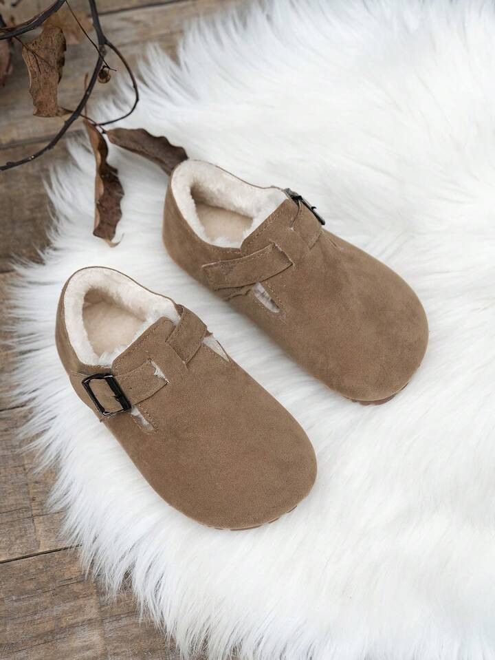 2024 Autumn/Winter New Kids Suede Winter Shoes, Solid Color Thermal Lined, Korean Style Boys & Gi... | SHEIN