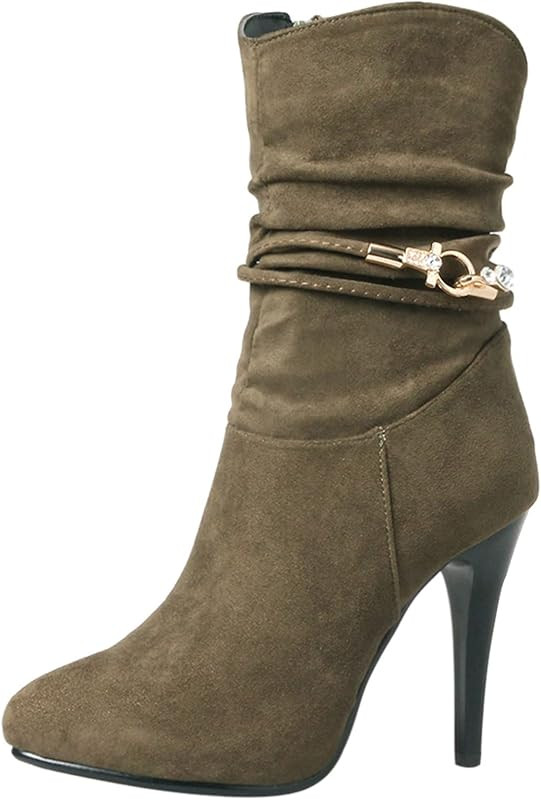 Bviennic Women Stiletto Heels Evening Mid Calf Slouch Boots Zip | Amazon (US)