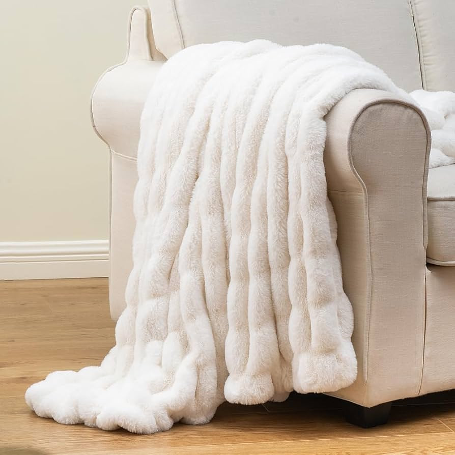 Luxury Concepts Lightweight Faux Rabbit Fur Throw Blanket, Ruched Elegant Wrinkle Resistant, Anti... | Amazon (US)