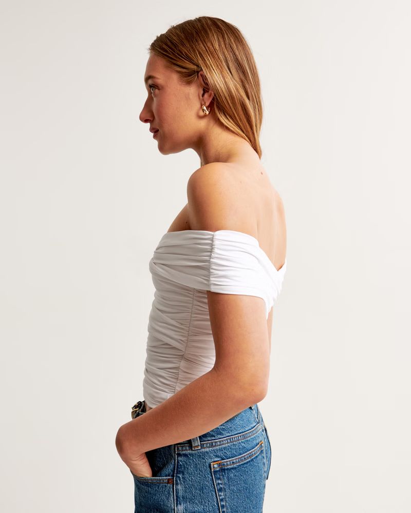 Off-The-Shoulder Ruched Wrap Top | Abercrombie & Fitch (UK)