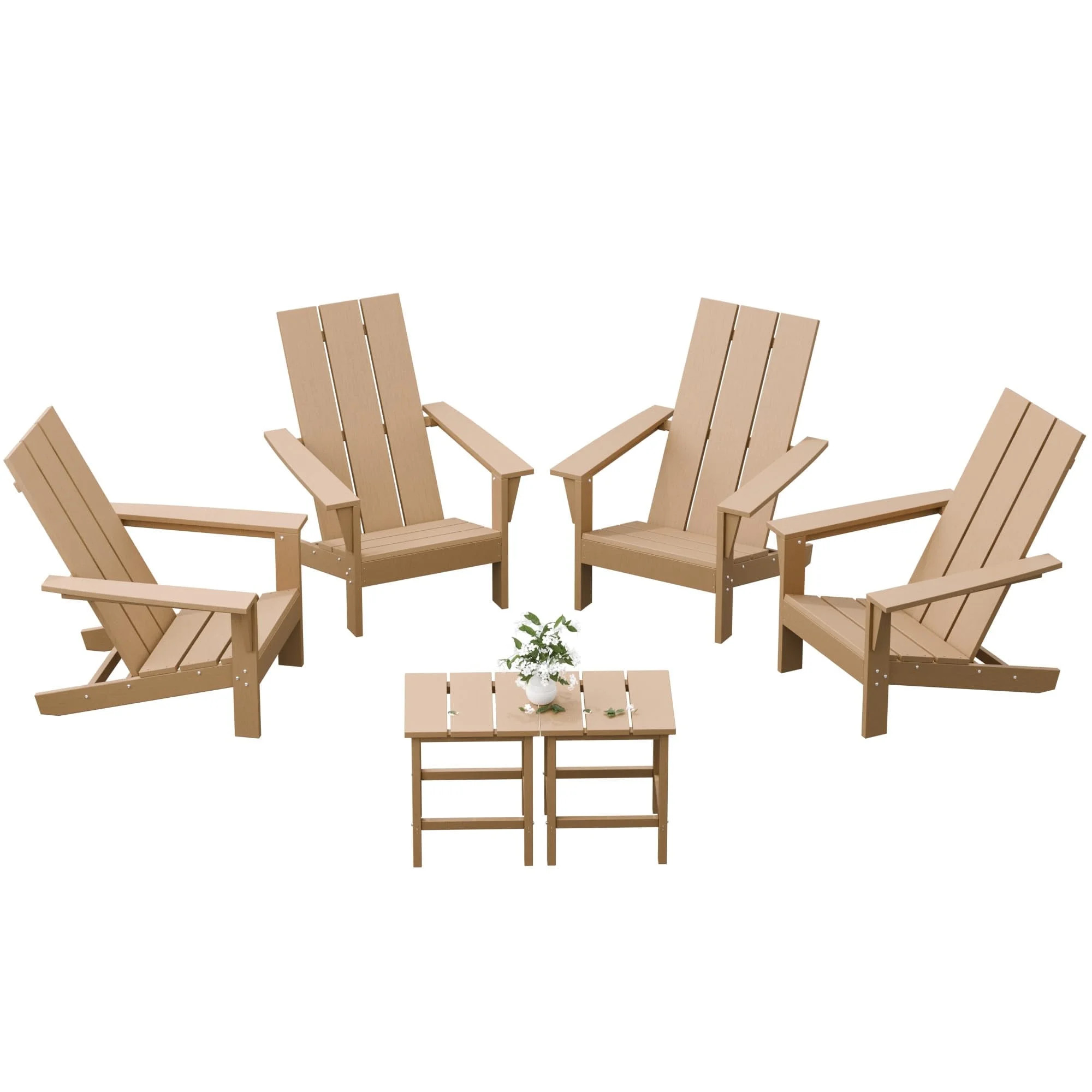 ALAULM 6 Pieces Adirondack Chair Set, Outdoor HDPE All-Weather Adirondack Chairs with Side Table ... | Walmart (US)