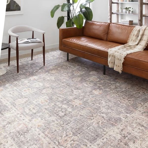 Alexander Home Leanne Traditional Distressed Printed Area Rug - 7'6" x 9'6" - Grey/Apricot | Bed Bath & Beyond
