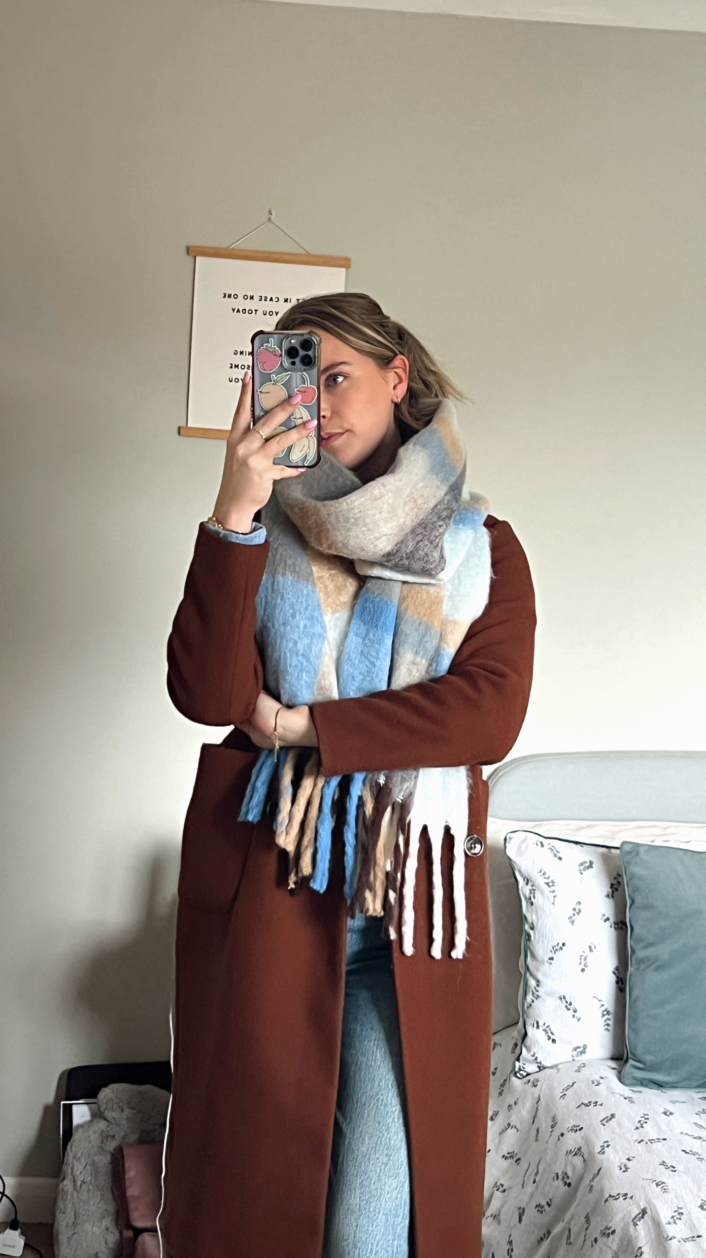 Get dressed with me for a very cloudy dull day 🌧️🩵 

Layering up with a t-shirt, jumper, my fave coat and a big chunky scarf 🧣 

#LTKwinter #LTKFashionMonth #LTKuk