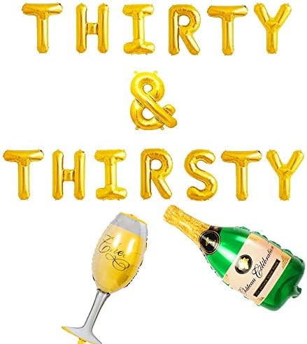 LaVenty 3 PCS Gold Thirty and Thirsty Balloon Dirty 30 Balloon Thirty Birthday Decor Thirtieth 30... | Amazon (US)