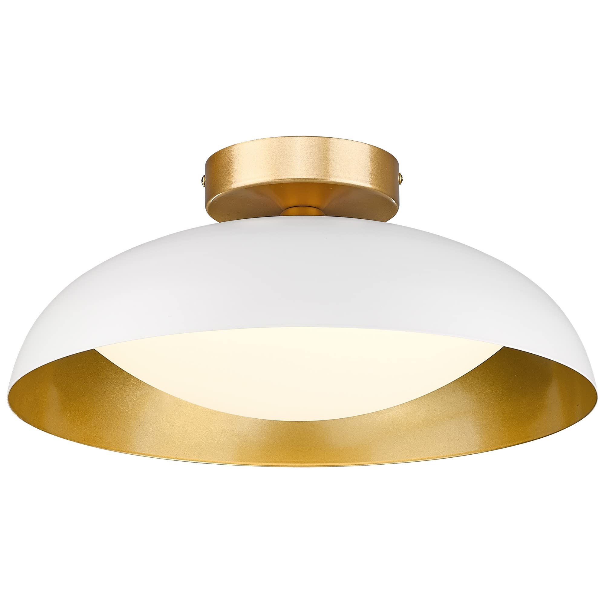kudos Flush Mount Light Fixture, 16-inch LED Ceiling Light Fixture, White and Gold Finish, 24W 24... | Amazon (US)