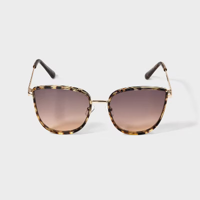 Plastic Metal Combo Cateye Sunglasses- Universal Thread™ Tort | Target