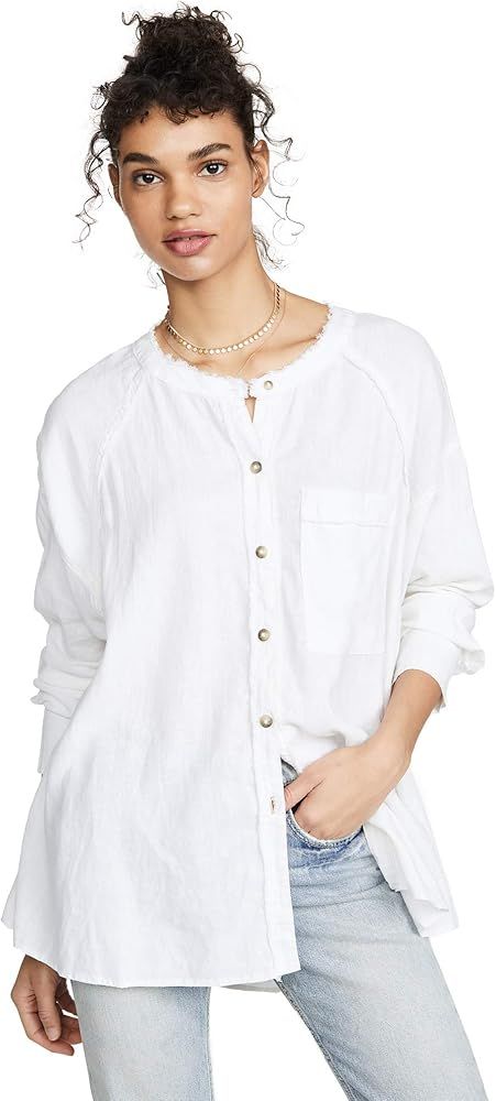 We The Free Womens Keep It Simple Linen Blend Fringe Button-Down Top | Amazon (US)