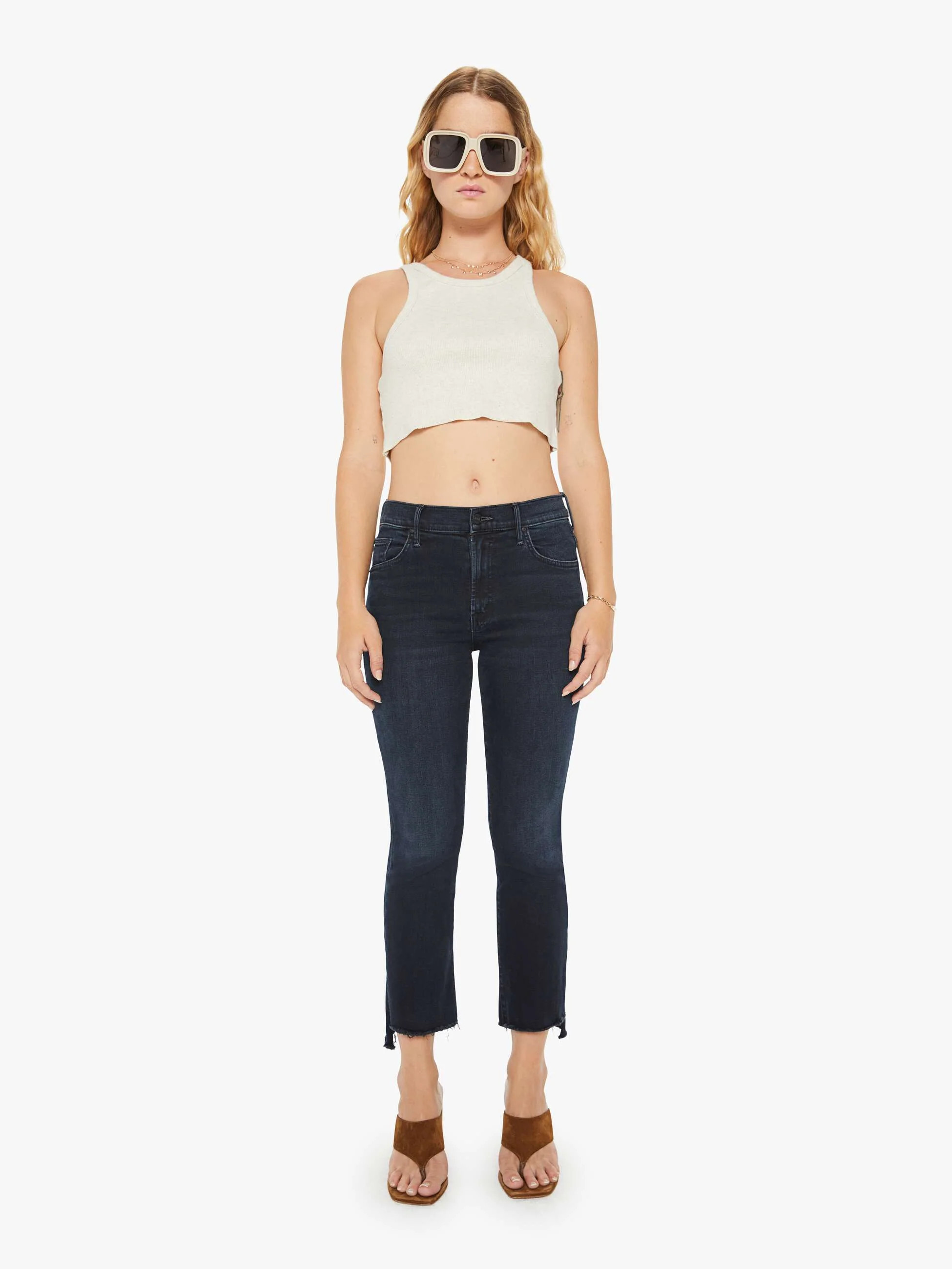 PETITES The Lil' Insider Crop Step Fray | Mother Denim