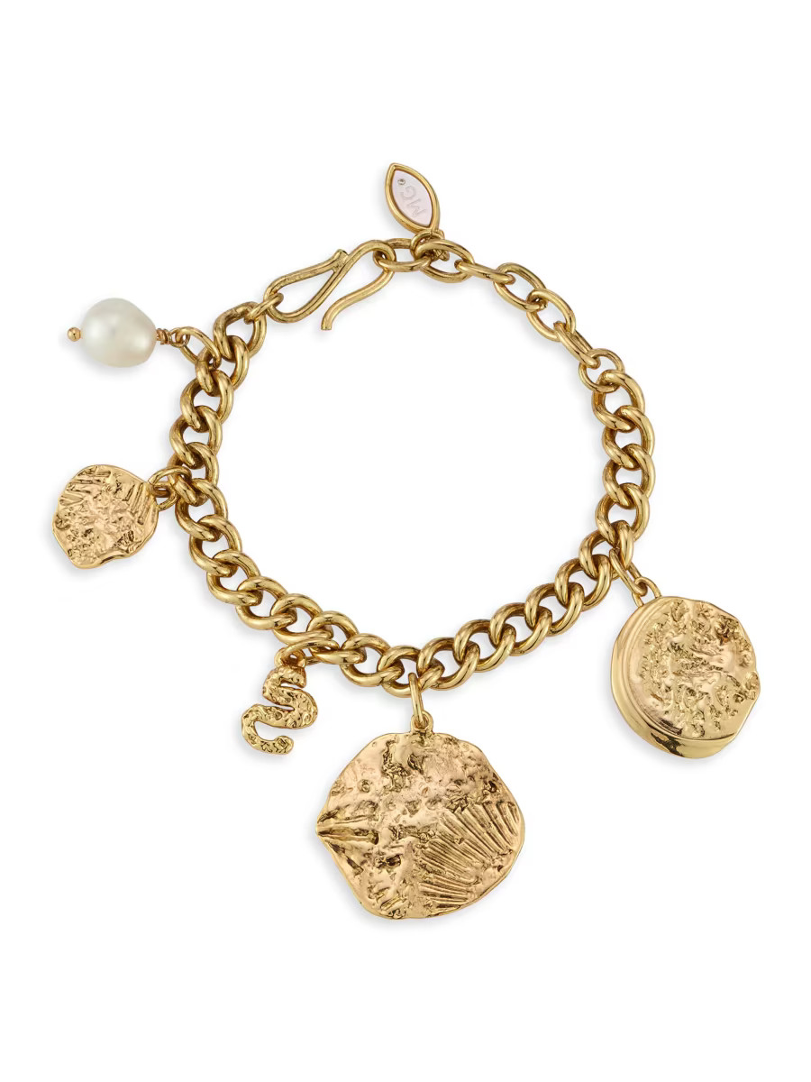 Mignonne Gavigan Carmen 14K-Gold-Plated &amp; Cultured Freshwater Pearl Charm Bracelet | Saks Fif... | Saks Fifth Avenue