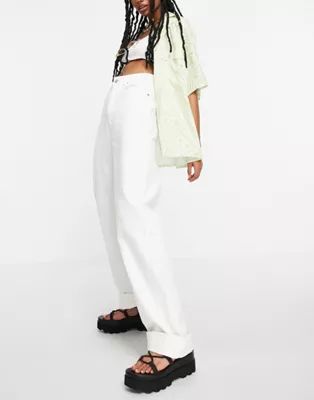 Topshop One oversized mom jeans in white | ASOS (Global)