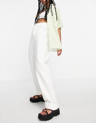 Topshop One oversized mom jeans in white | ASOS (Global)