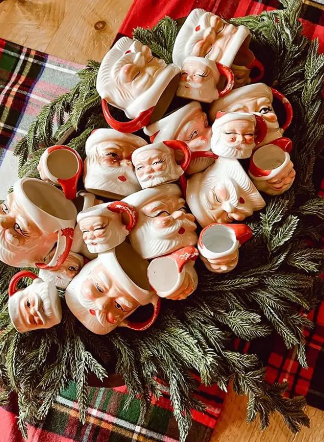 Vintage Ceramic Santa Mug Set of 4 - Etsy | Etsy (US)