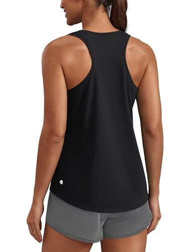 PINSPARK Womens Workout Tank Tops Lightweight Sleeveless Shirts for Women UPF 50+ U Neck Racerback Tops for Athletic Running Tennis Yoga, Black Small | Amazon (US)
