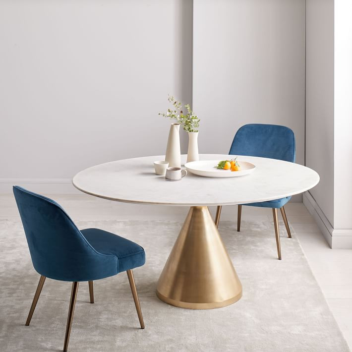 Silhouette Pedestal Marble Round Dining Table (44", 48", 60") | West Elm (US)