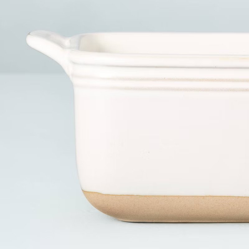 1.4qt Rectangular Stoneware Baking Dish with Handles Sour Cream - Hearth & Hand™ with M... | Target