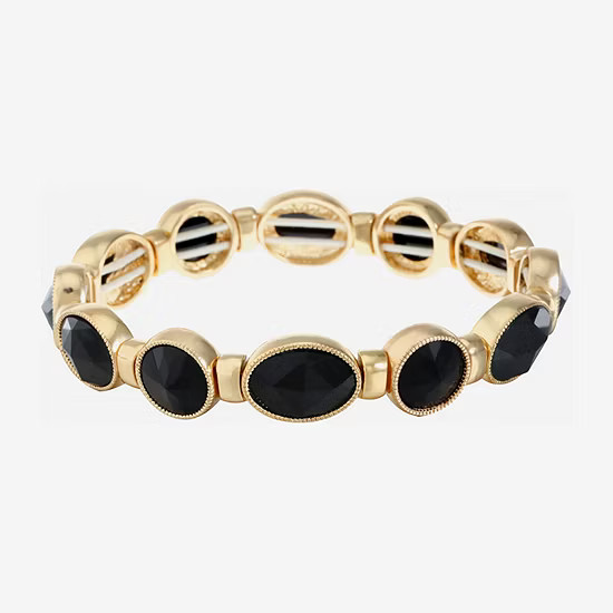Monet Jewelry Gold Tone Womens Black Stretch Bracelet | JCPenney