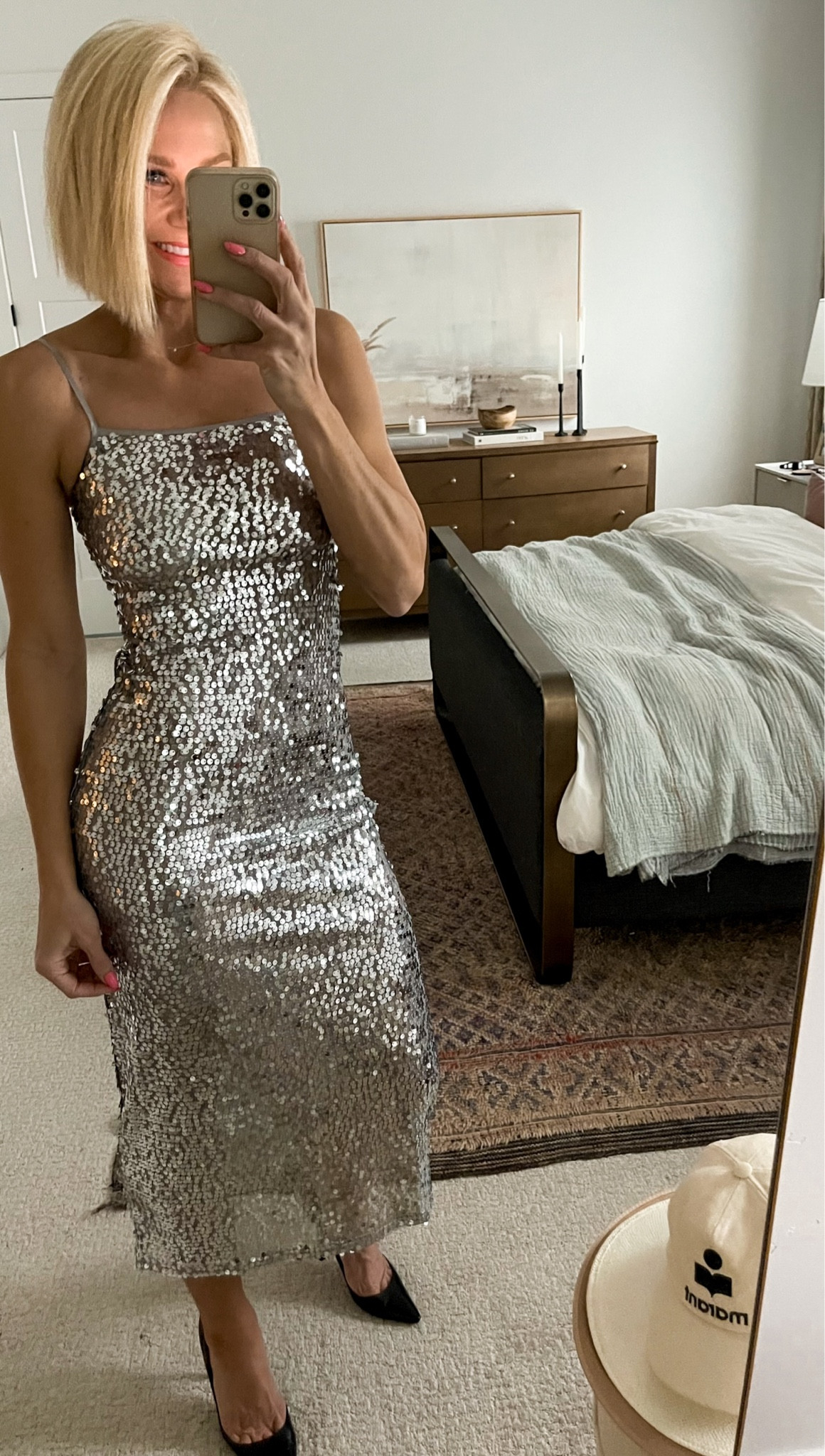 Sequin midi slip dress! 
It’s sold out so fast.
Tap the NOTIFY ME to get an email for restocking! I’ve had great luck with this.🤗
There was only size XS, so I ordered bc I wanted to try it on! I am hoping to reorder in a size small.

#LTKSeasonal #LTKHoliday #LTKHolidaySale