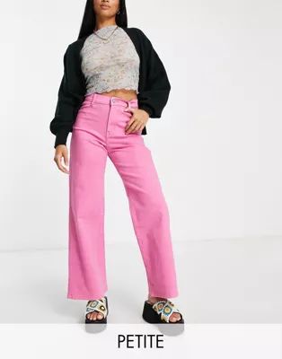 DTT Petite high waist wide leg jeans in pink | ASOS (Global)