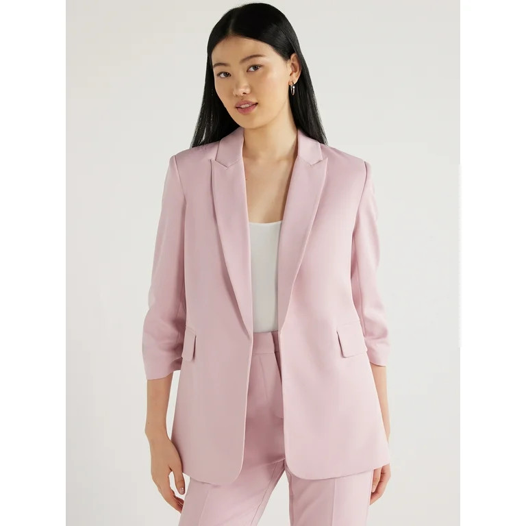 Scoop Women's Relaxed Fit Scrunch Sleeve Blazer, Sizes XS-XXL | Walmart (US)