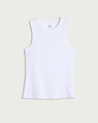 F&F Cotton Rich Ribbed Racerback Vest in White, S | Tesco F&F