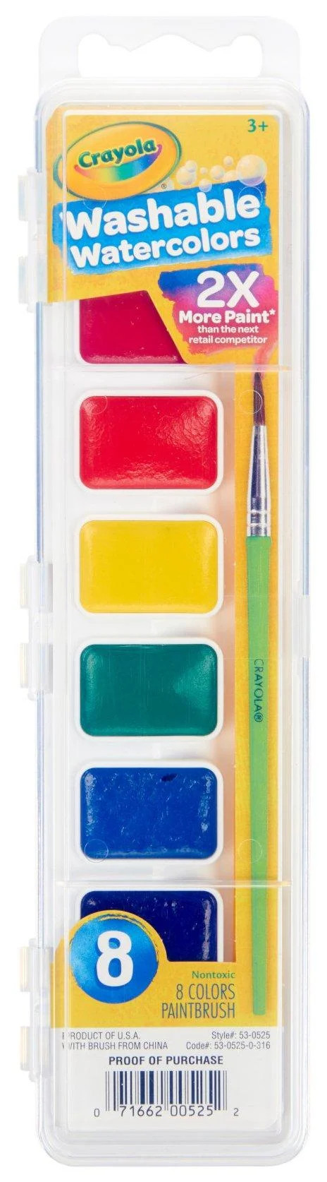 Crayola Washable Watercolor Paint Set, School Supplies for Kids, Arts & Craft Supplies, Child, 8 ... | Walmart (US)