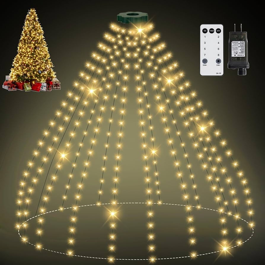 Christmas Tree Lights, 400 LED 8.2Ftx16 Line String Lights Plug in, Cascading Twinkle Lights for ... | Amazon (US)