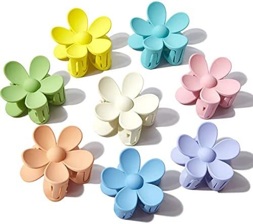 Amazon.com : Hair Claw Clips, 6 PCS Flower Hair Clips for Women Big Jaw Clips Strong Hold Non Sli... | Amazon (US)