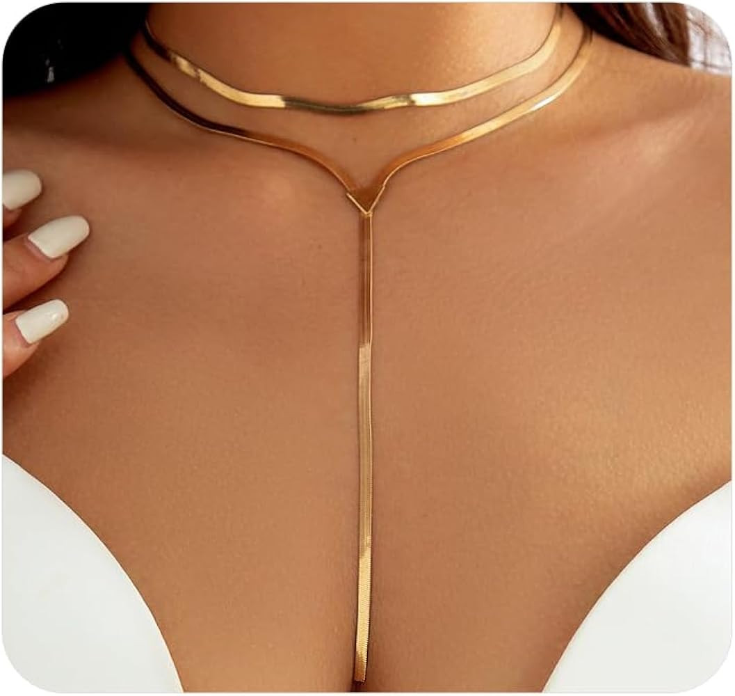 GIGB PBDK Chunky Gold Choker Necklace for Women,Trendy Silver Statement Necklace Long Snake Chain... | Amazon (US)