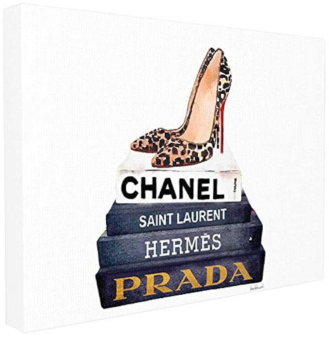 Stupell Industries Glam Fashion Book Set Leopard Pumps Heels XXL Stretched Canvas Wall Art, Proudly  | Amazon (US)