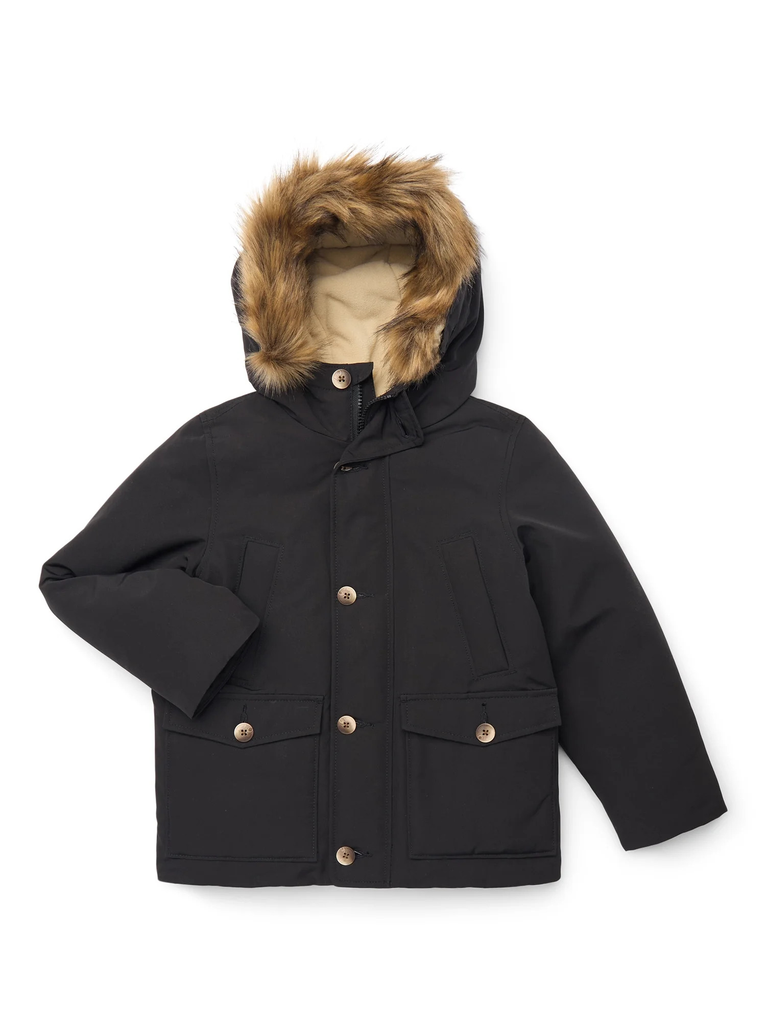 Ozark Trail Boys Parka Jacket with Faux Fur Hood, Sizes 4-18 | Walmart (US)