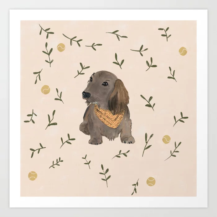 Cute puppy Dachshound (tax) Art Print | Society6