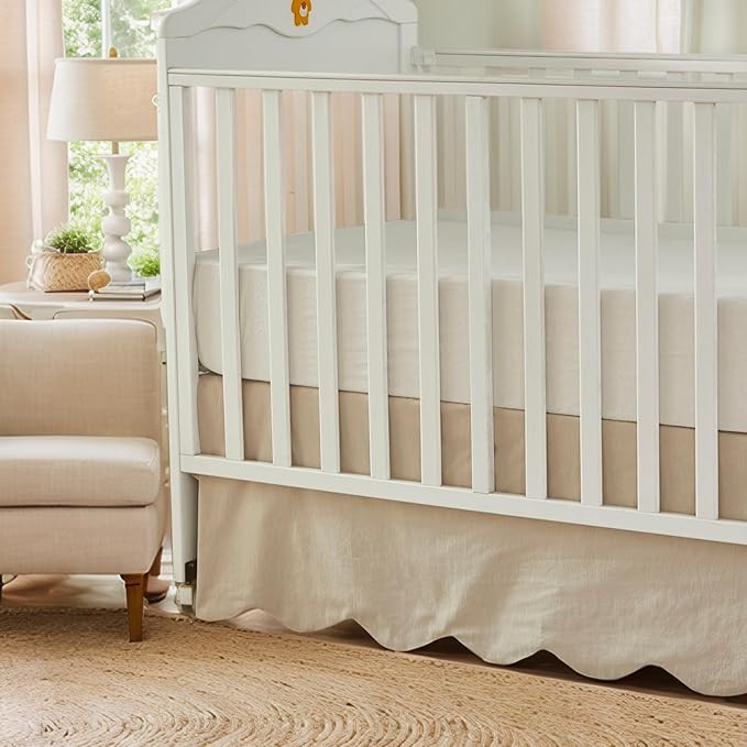 Brandream Scallop Edge Organic Cotton Crib Skirt, Baby Boy, Baby Girl, Gender Neutral Crib Skirt ... | Amazon (US)