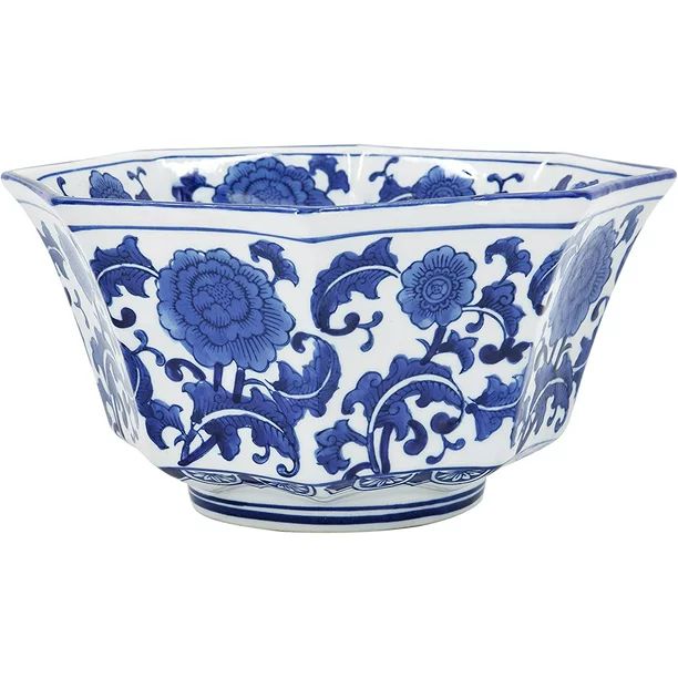 A&B Home Blue and White Porcelain Bowl, Fruit Bowl Salad Bowls Chinoiserie Decorative Bowl, Large... | Walmart (US)
