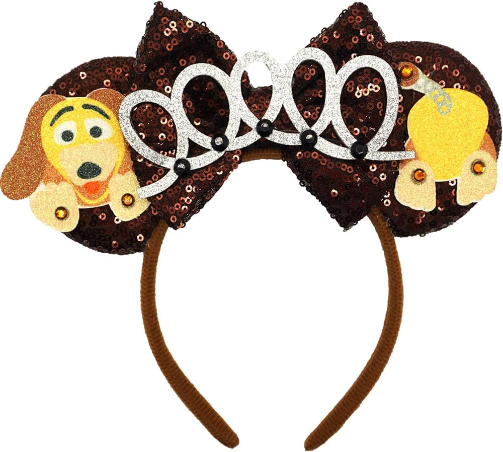ZHENNAN Mouse Ears Headbands for Women, Glitter Slinky Dog Bows Ears, Adjustable/One-size-fits-mo... | Amazon (US)