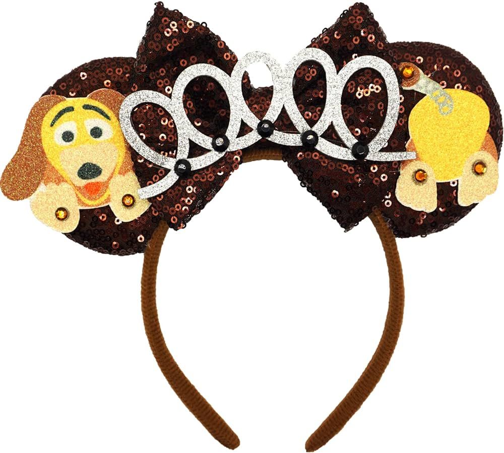 ZHENNANA Mouse Ears Headbands for Women Girls Glitter Cute Slinky Dog Bow Ear Hairbands Disneylan... | Amazon (US)