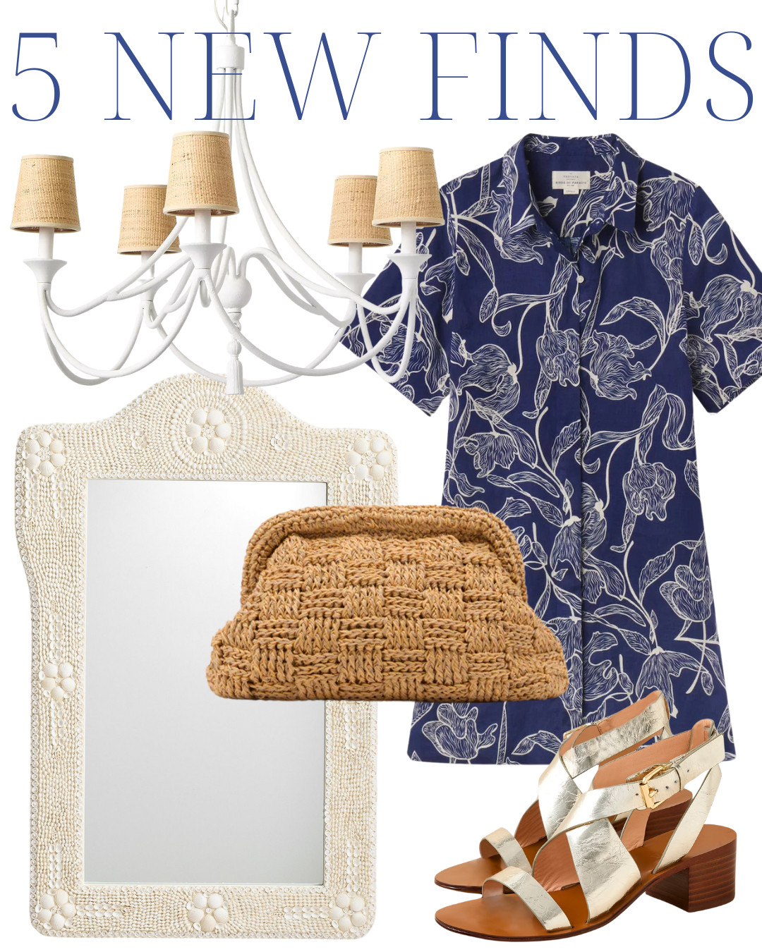 spring style, spring dress, blue floral dress, gold heels, gold leather heels, spring shoes, woven bag, woven clutch, white chandelier, shell mirror, coastal style, classic style, traditional style, southern style, home decor, classic home, traditional home 

 #LTKHome #LTKSaleAlert #LTKStyleTip
