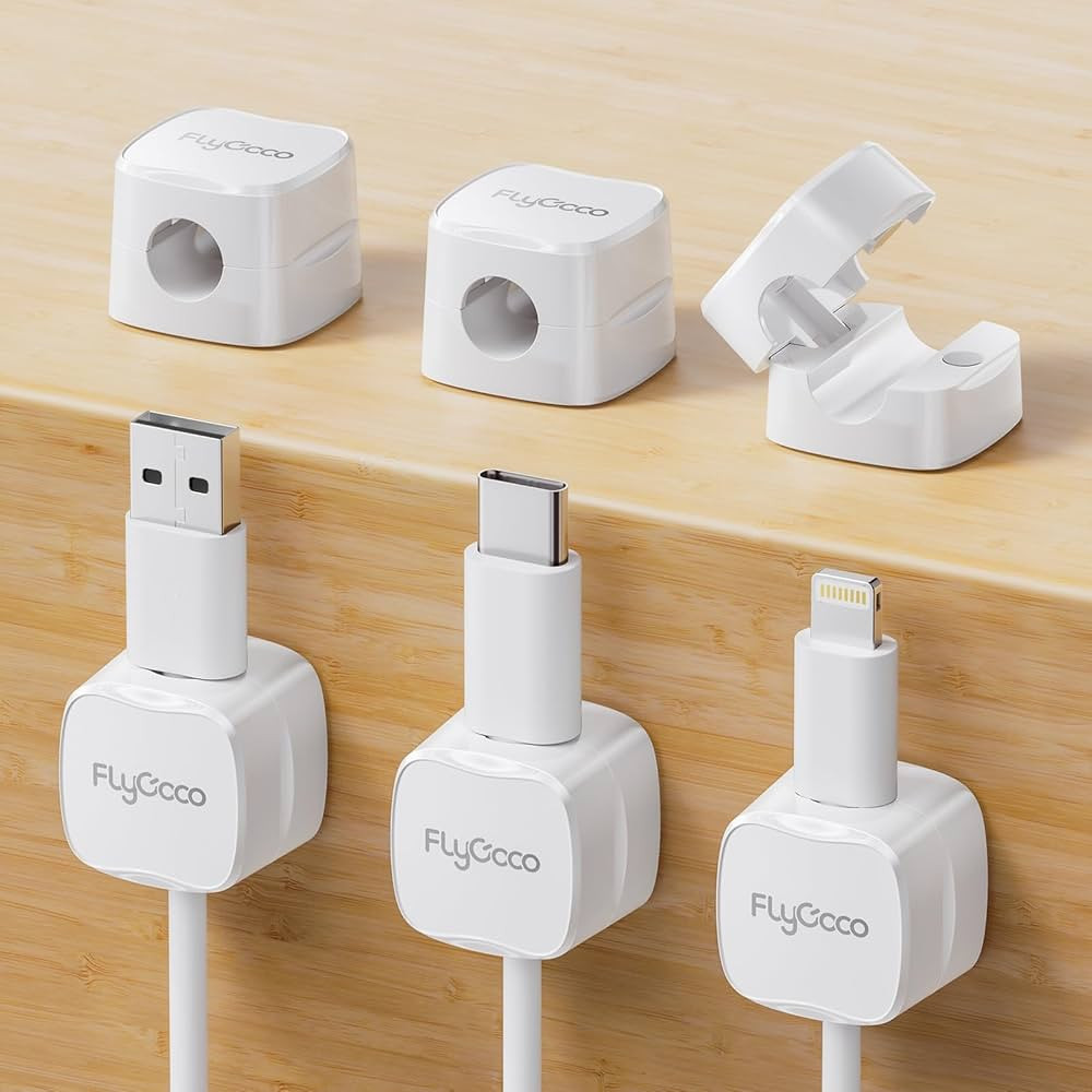 6 Pack Magnetic Cable Management Clips, FlyCoco Cord Organizer for Desk, Phone USB Charging Cable... | Amazon (US)