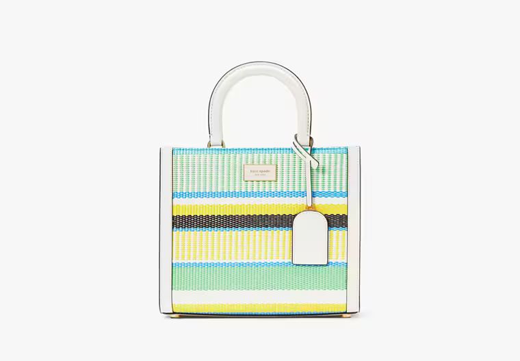 Manhattan Striped Woven Straw Small Tote | Kate Spade (US)