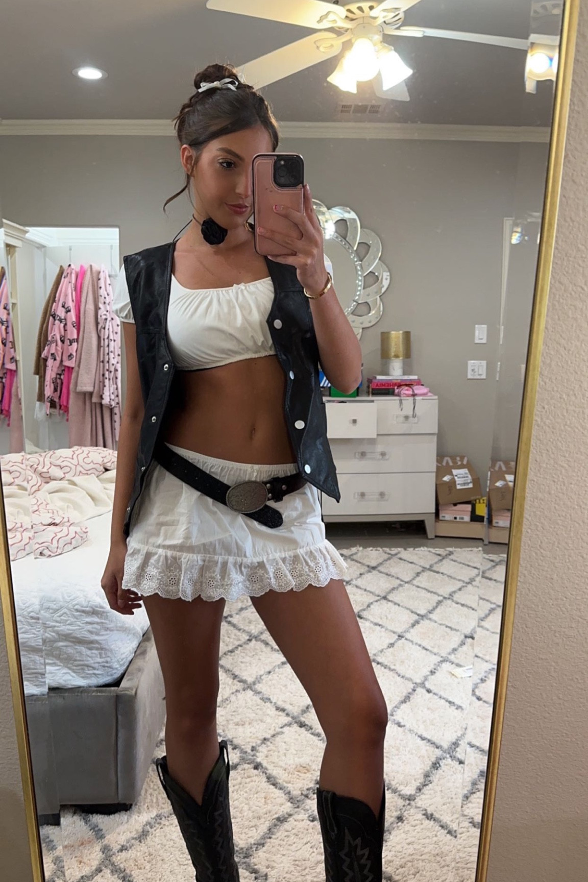 Outfit for the brooks and dun concert! I different way to style a plain white set other than denim for country and I love it. Linked this exact vest and then similar items for everything else that would be super cute!

#LTKstyletip