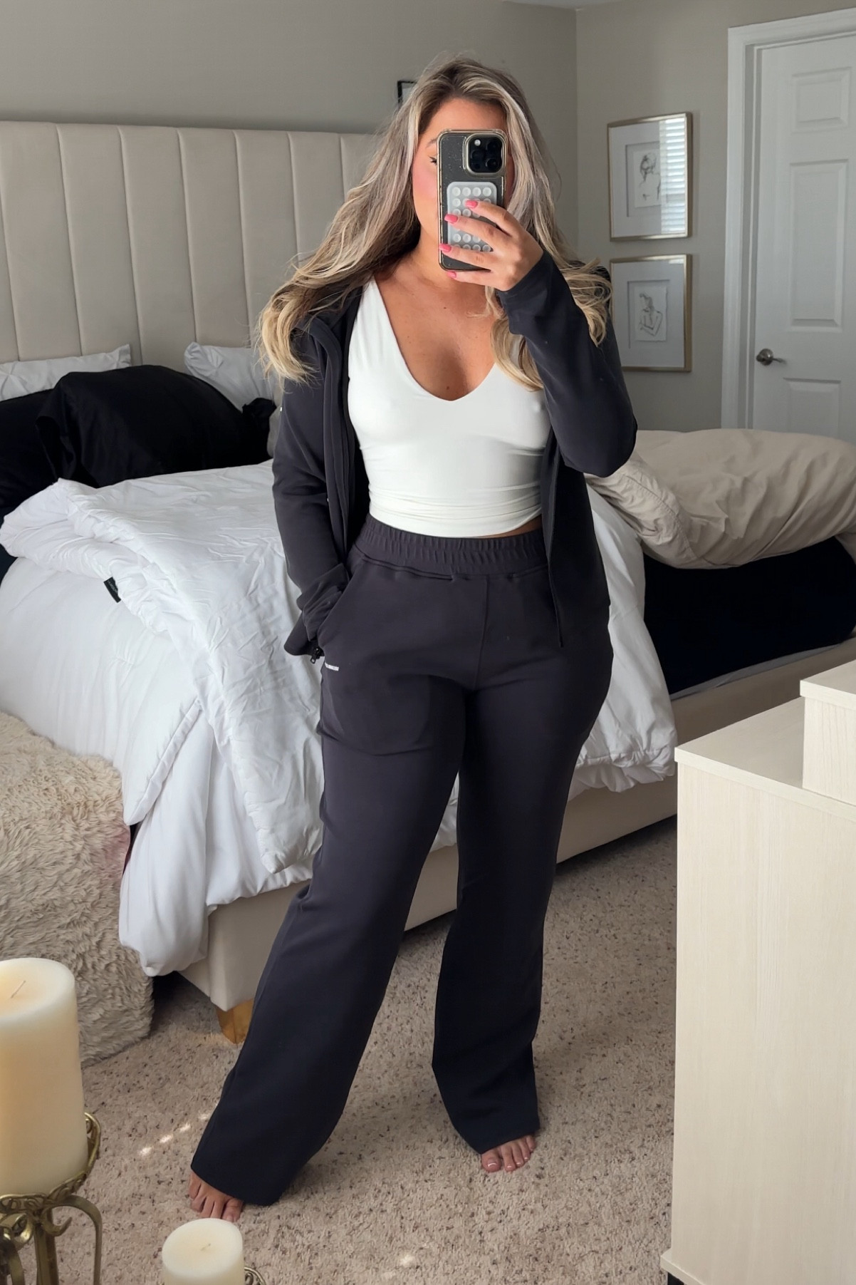 Cozy tracksuit. Wearing a medium in the top and jacket, large in bottoms.
• all pieces are stretchy and super soft
• true to sizee

#LTKStyleTip #LTKMidsize #LTKFitness