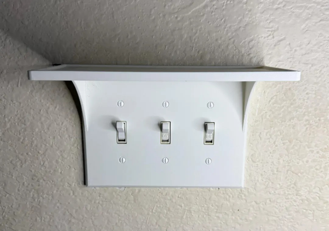 Triple Toggle Light Switch Cover with Top Shelf Platform for Small Items, Custom Wall Plate Organ... | Etsy (US)