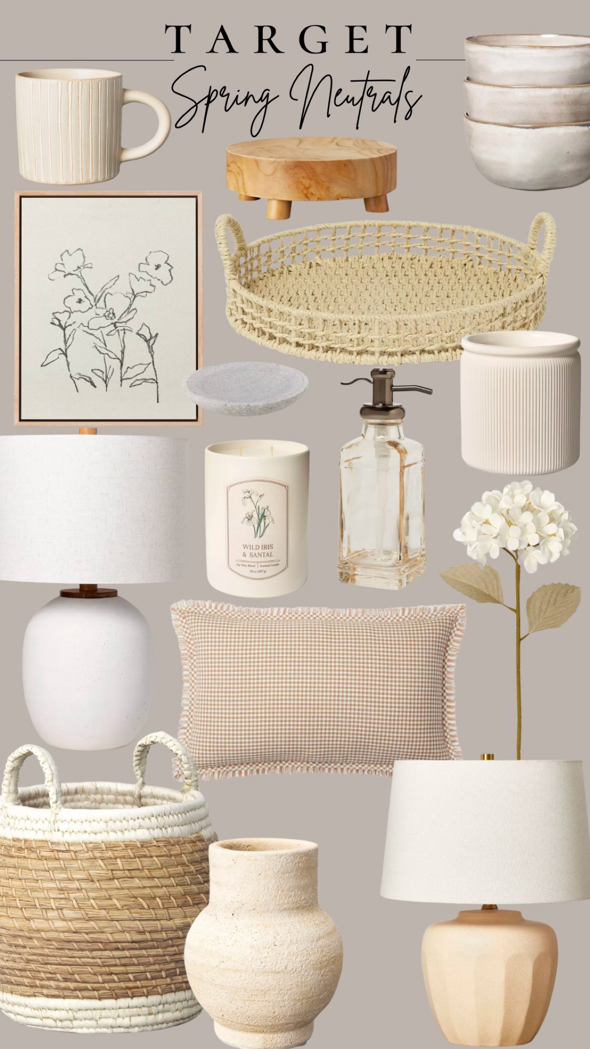 Target Spring Neutrals | Target Home Decor | affordable home decor | spring decor | Target home | spring candle | woven tray | stoneware mug | table lamp | hearth and hand lamp | gingham pillow | candle | vase | sketch | stoneware bowls | shelf decor | soap pump | soap dish ~ hydrangea | wood pedestal 

#LTKunder100 #LTKunder50 #LTKhome