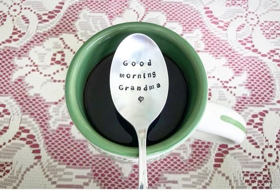 Good morning Grandma, or I can custom Stamp a Spoon especially for you,  Silver Plated, Upcycle | Etsy (US)