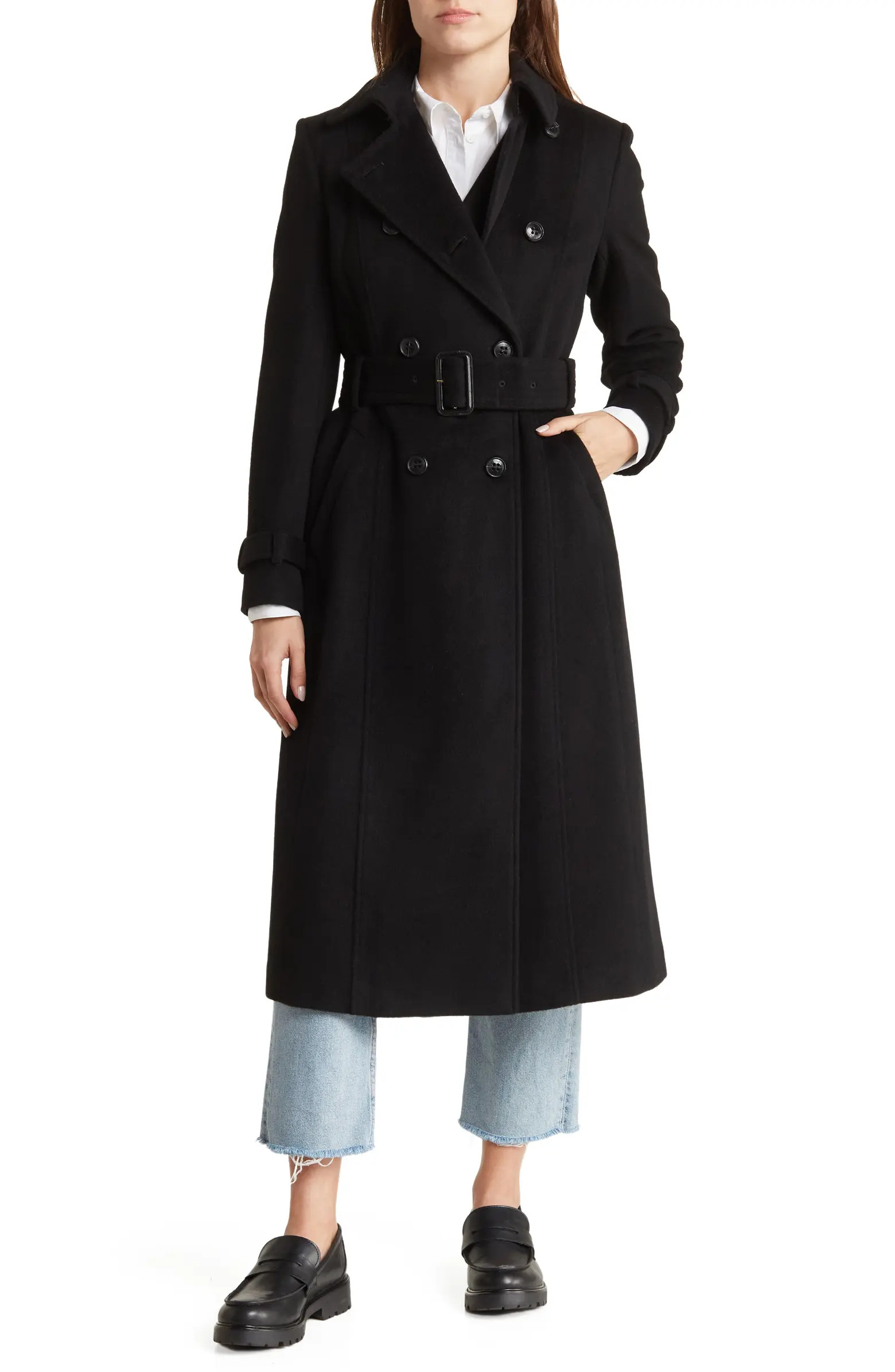 Slick Belted Double Breasted Trench Coat | Nordstrom Rack