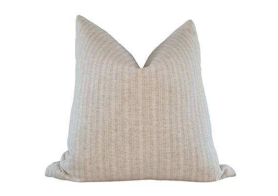 MARVIN  Stripe Woven Cotton Cushion Cover Beige Stripe Linen | Etsy UK | Etsy (UK)